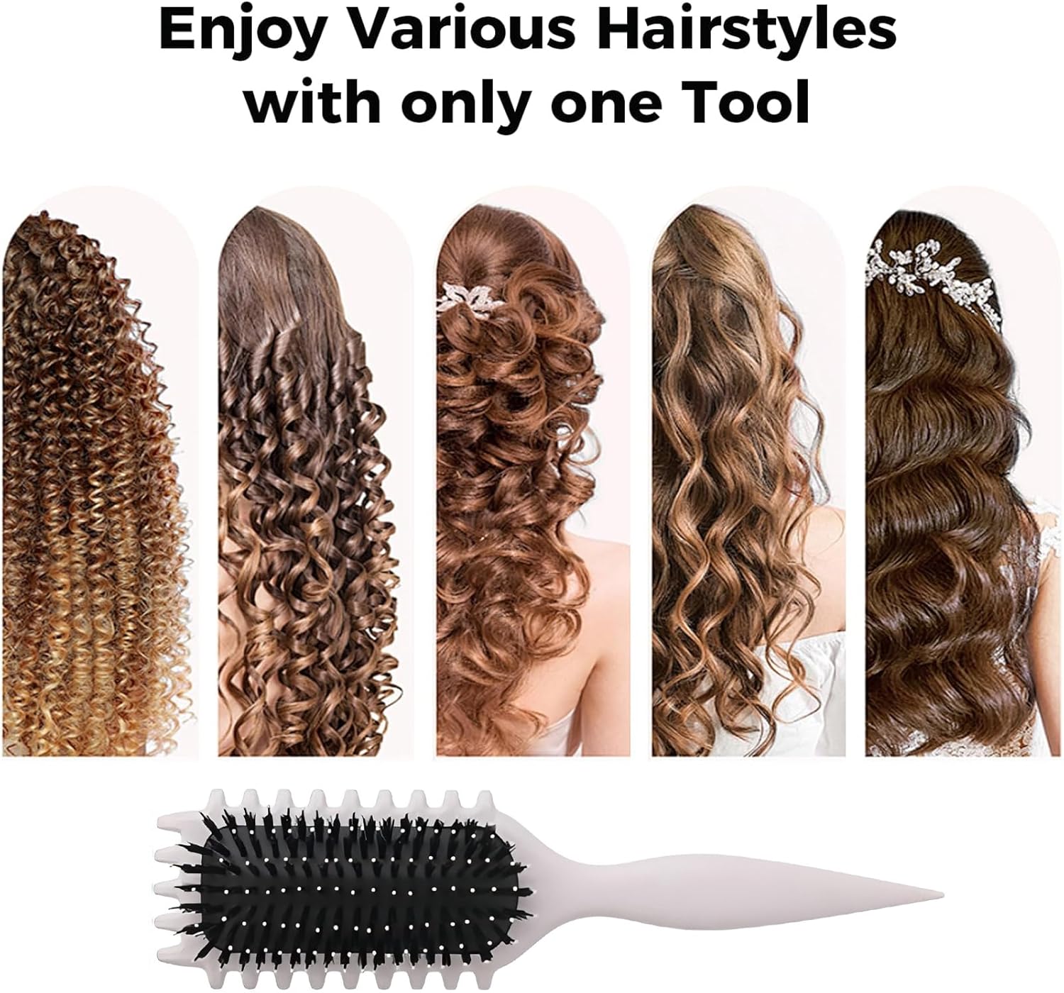 Brosse à boucler beige 28 cm